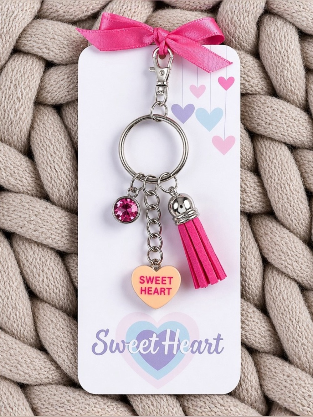 New Handmade Pink “Sweet Heart” Keychain (Version 1)